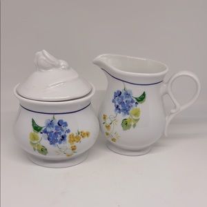 Fine Porcelain Floral Cream and Sugar Set